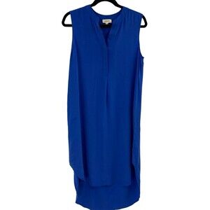 L'Agence Silk Sleeveless Shift Dress Size Small Blue Hi Low Hem